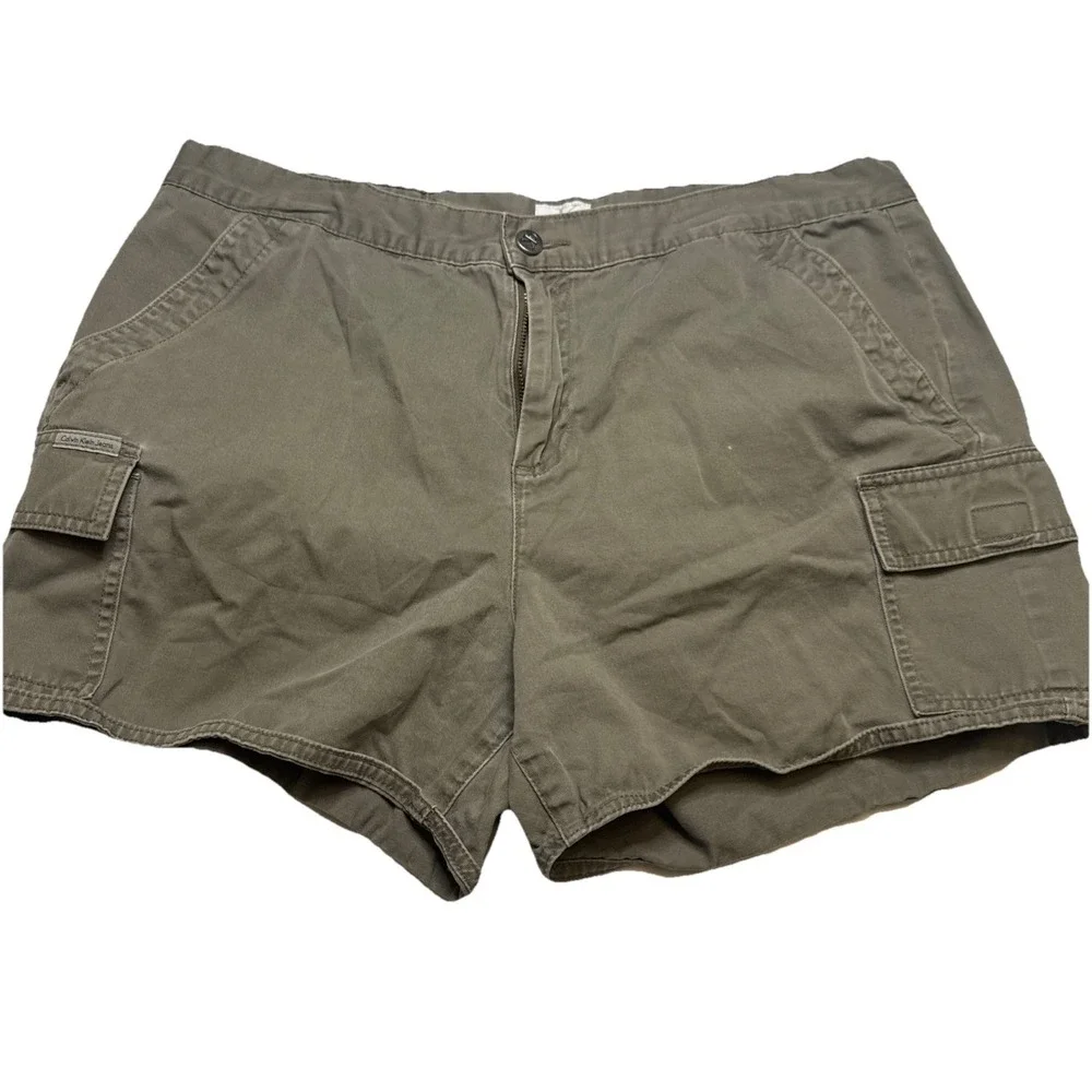 Calvin Klein Jeans Womens Cargo Shorts‎ Olive Green Utility WB94C05C Size 16